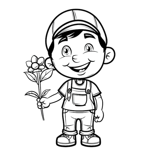 A boy with a flower in his hand