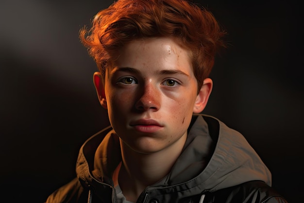 a boy with freckles looking at the camera