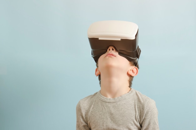 Boy with glasses of virtual reality