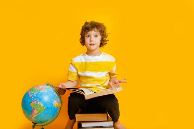 Boy with old books