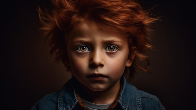 A boy with red hair and a blue shirt