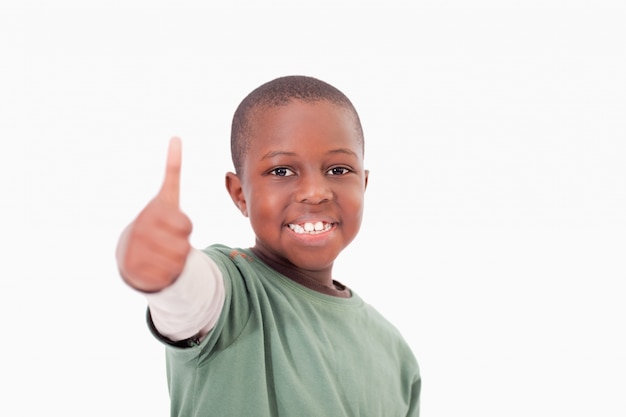 Boy with the thumb up