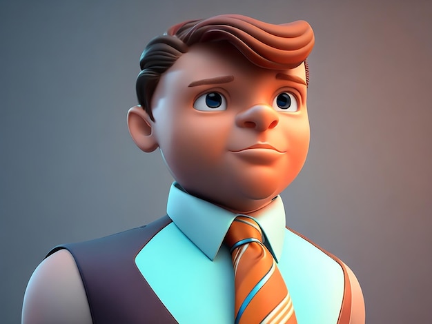 A boy with a tie in cartoon style