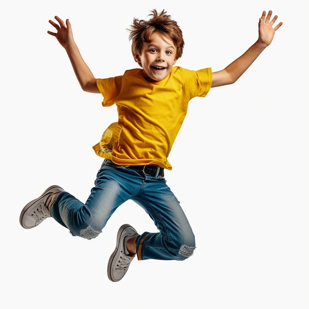 Photo boy in yellow shirt stock photo