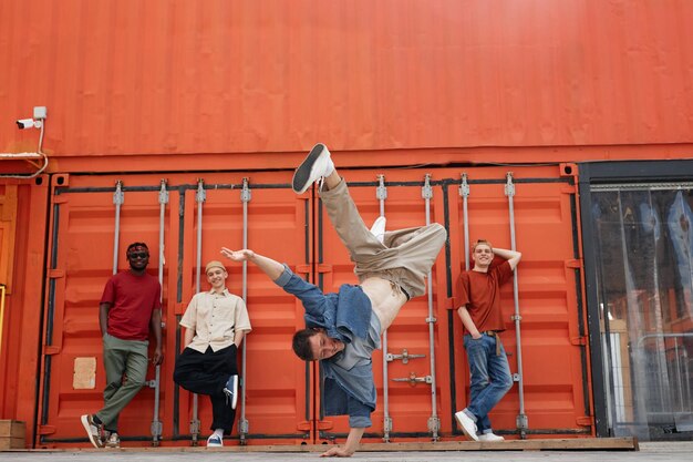 Boys Breakdancing Outdoors