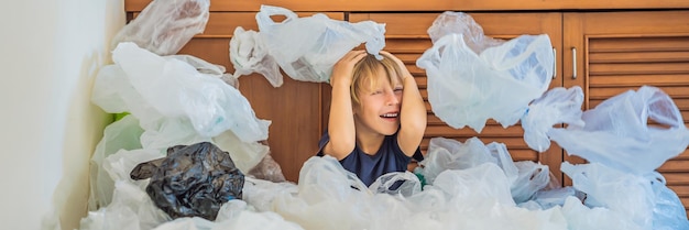 The boys parents used too many plastic bags that they filled up the entire kitchen zero waste