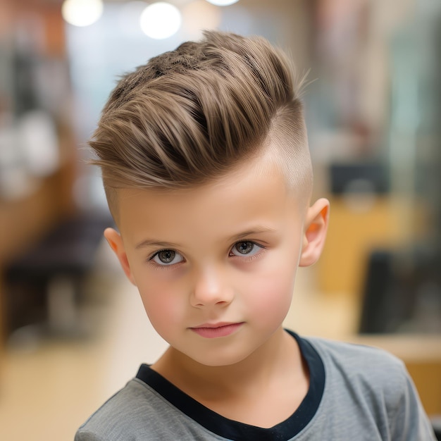 Premium Photo | Little boy with a stylish hairstyle in a black jacketlittle  boy with stylish haircut in a barbersho