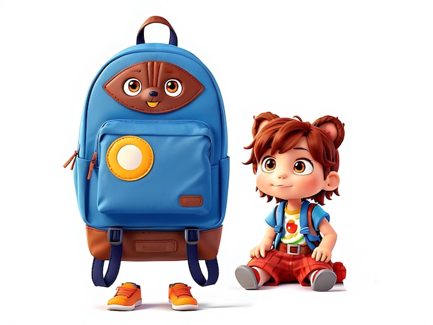 Boys with school backpack illustration generative AI