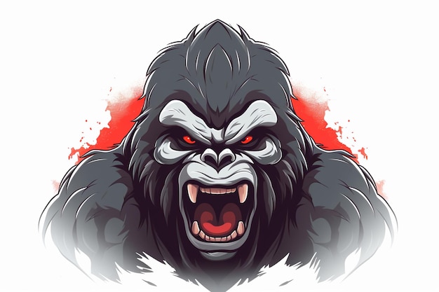 boze gorilla cartoon op witte achtergrond