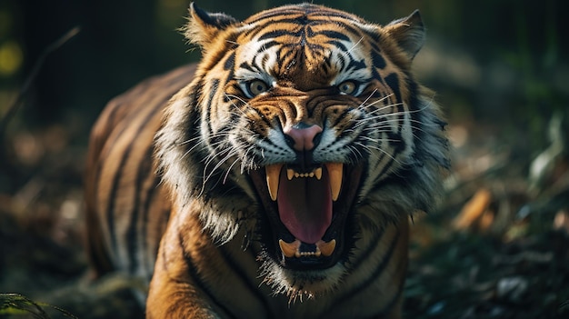 Boze tijger die zijn tanden laat zien.