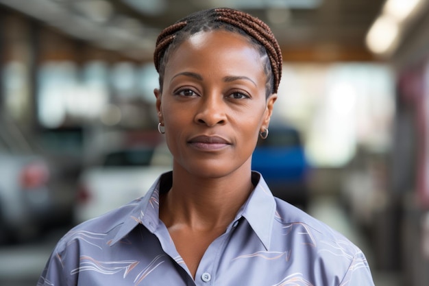 Bportrait of a black woman in a gray shirt