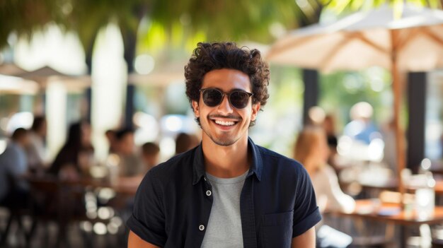 BPortrait of a smiling young man wearing sunglasses