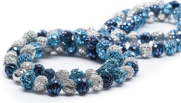 a bracelet of blue beads with silver beads