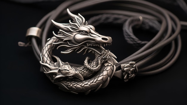 Bracelet with silver dragon Jewelry design Generated AI