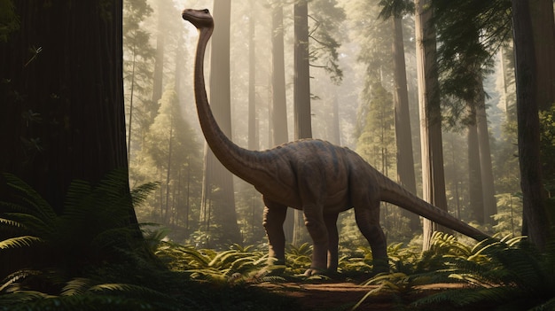 Brachiosaurus in the Forest Realistic Paleoart of a 5MeterTall Carnivore Dinosaur with a Long Neck