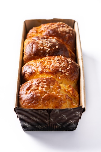 Braided brioche bread isolated