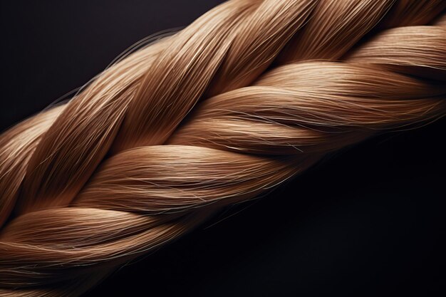 Photo braided hair on a black background close up shot