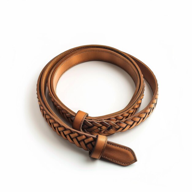 Braided leather belt isolated