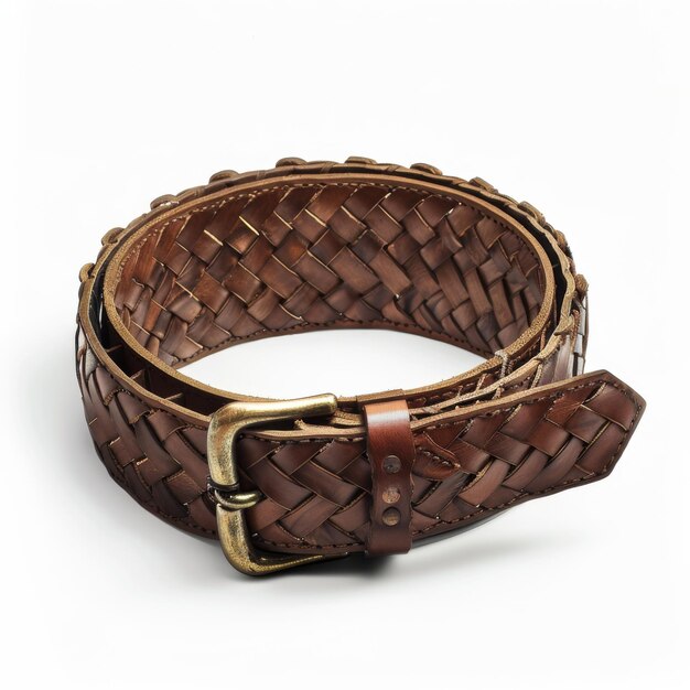 Braided leather belt isolated