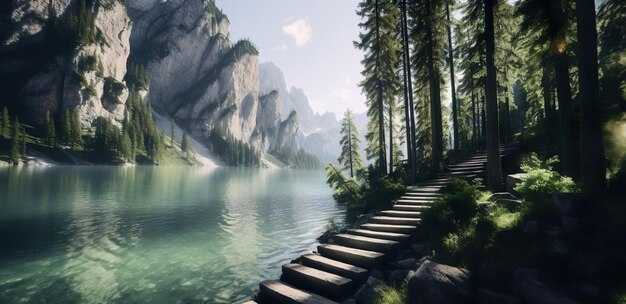 Braies Lake in Dolomites