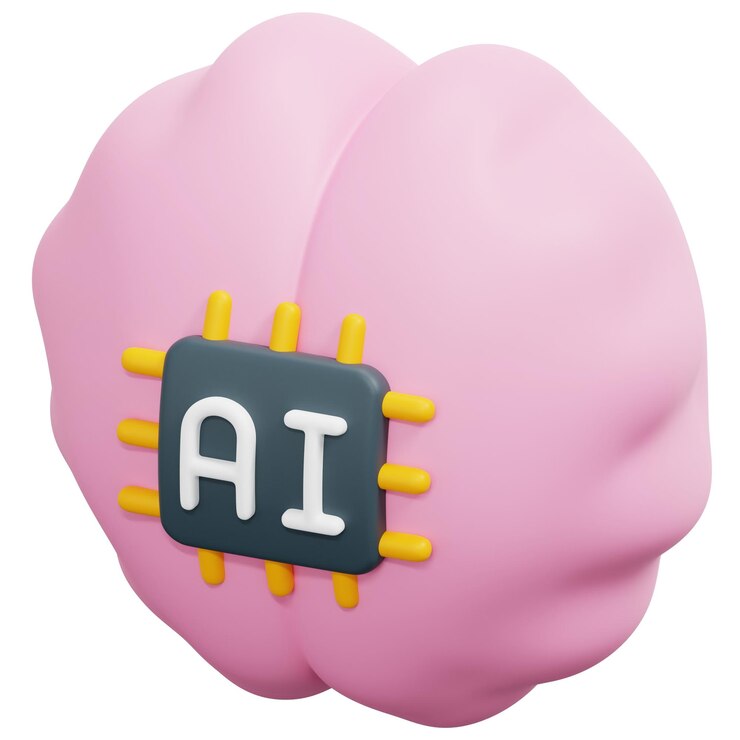 Photo brain 3d render icon illustration