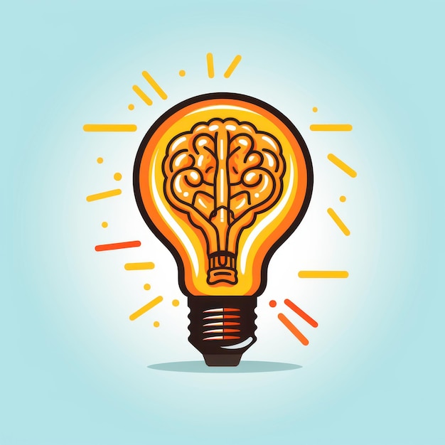 brain and bulb vector