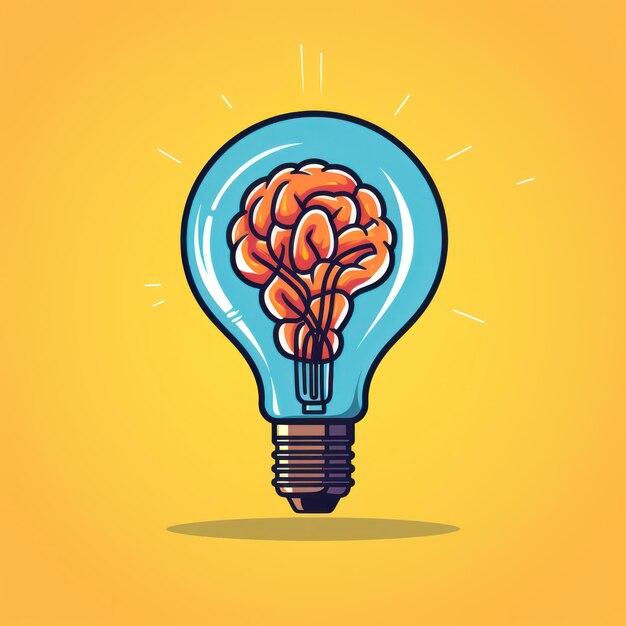 brain and bulb vector