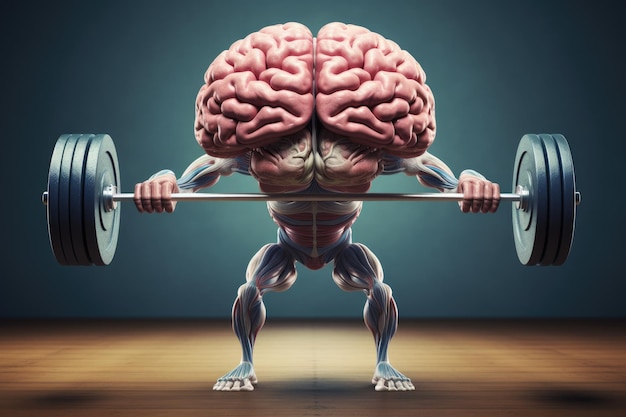 Brain carry a dumbbell to strengthen the mental