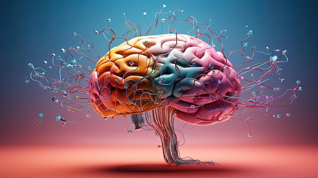 Brain computer interfaces mind machine connections neural link technology solid color background