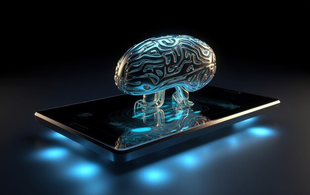 Brain connected to electronic device technology and AI concept Generative AI