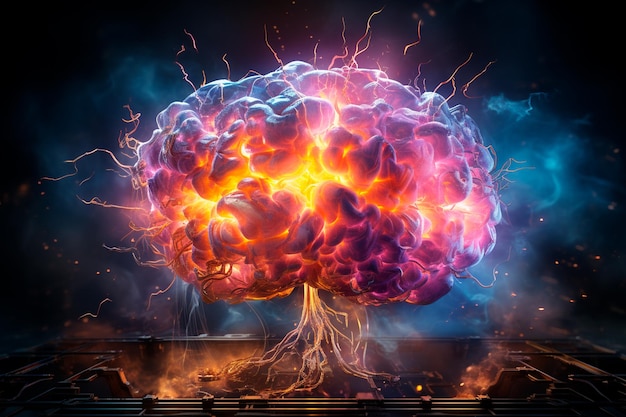 brain in fire and explosion