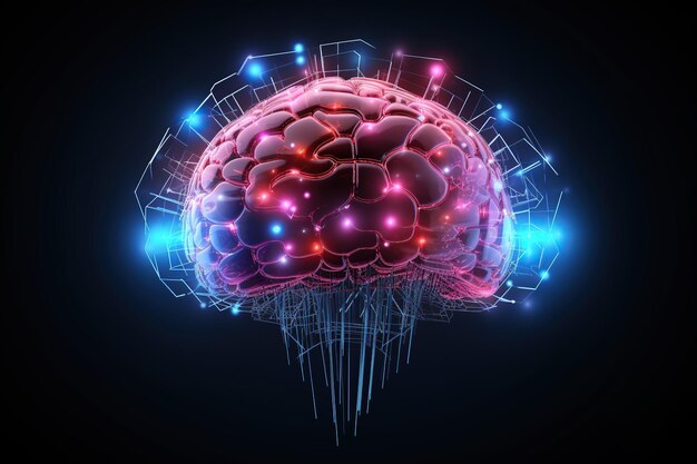 Функция мозга Нейронная сеть с светящимися соединениями Генеративный ИИ