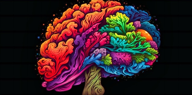 Photo a brain is shaped like a colorful vegetable