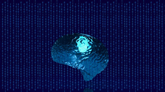 Мозг это фон для технологической концепции 3d рендеринга