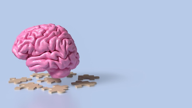 脳とジグソー 科学と教育のコンセプト 3D レンダリング
