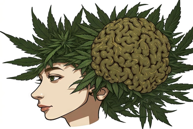 A brain logo made out of Marijuana leaves