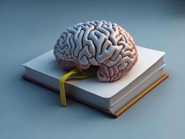 brain lying on a book AI generated