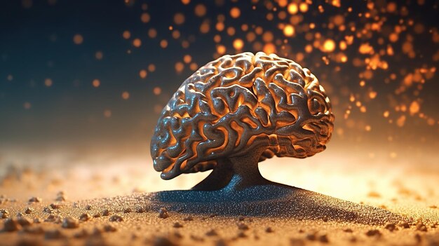 brain made of particles background generative AI