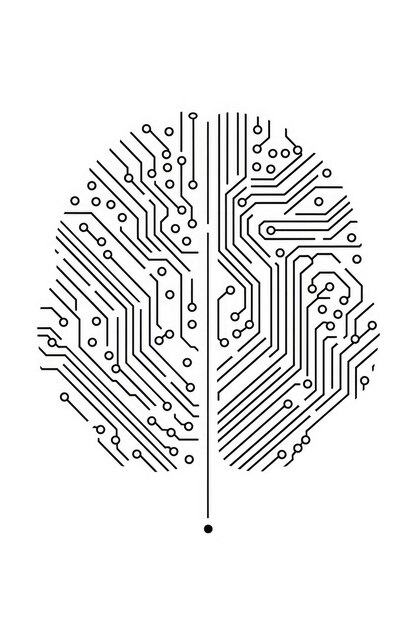 Photo a brain made of wires and circuits