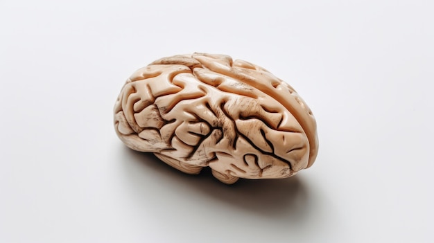 A brain model on a white surface