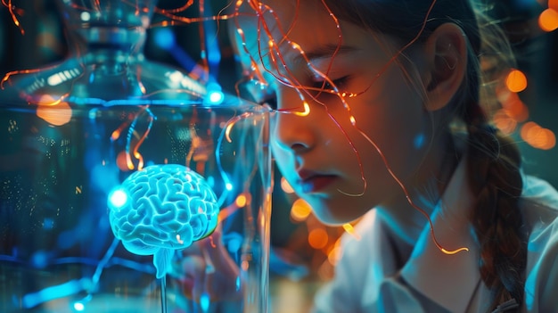 사진 뇌 신경계 개념 과학은 아이들이 공부하고 배워야 할 것입니다.