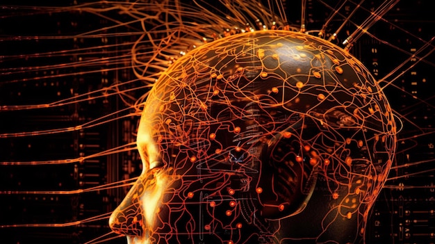 Foto neurotecnologia del cervello tecnologia dell'informazione futura generativa ai