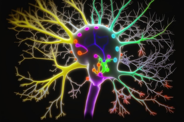 Brain neuron multicolor background