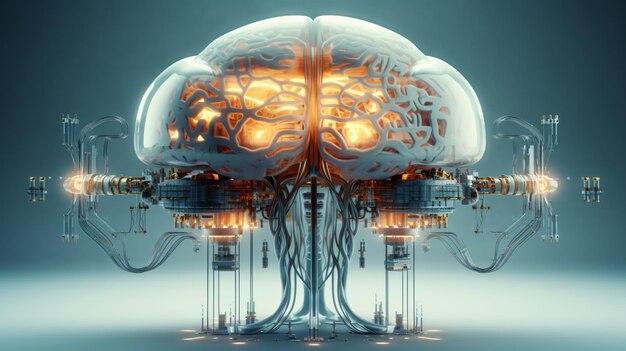 Brain processor artificial intelligence concept