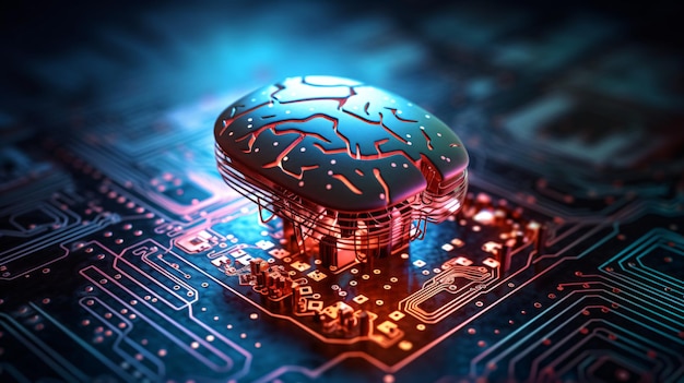 Мозг, представляющий искусственный интеллект с 3D