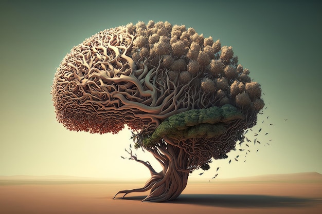 Brain in the shape of a tree Generative ai