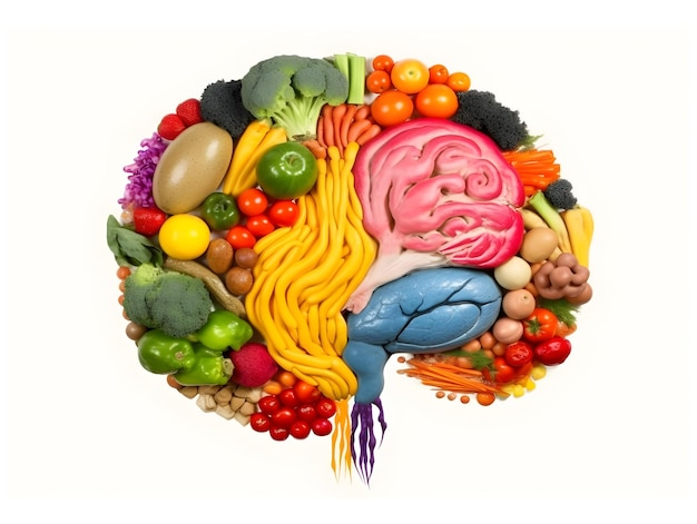 Brain shaped arrangement of fruits and vegetables Nutrition for brain health