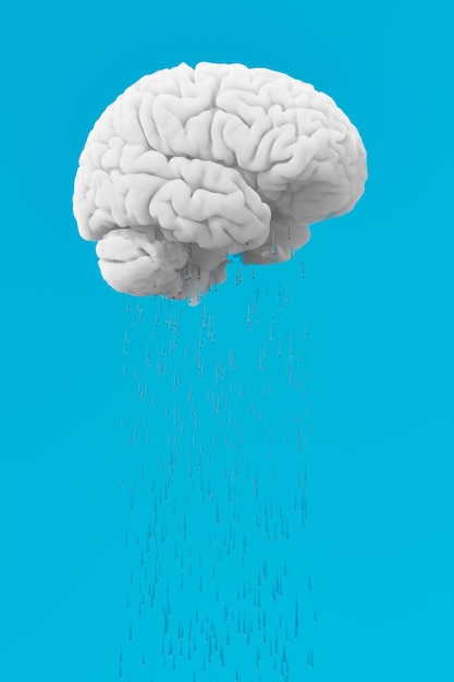 脳の形をした雲が雨を降らせている