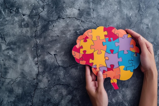 Brain shaped puzzle papier wereld geestelijke gezondheid dag wereld Parkinson dag concept Generatieve AI