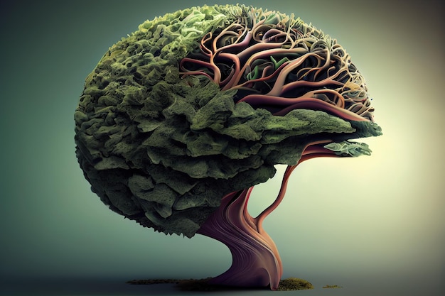 Brain shaping tree symboliseert emotionele intelligentie Generatieve AI